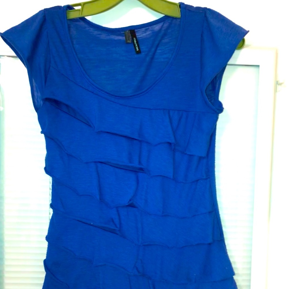 Maurice’s | Blue ruffle blouse